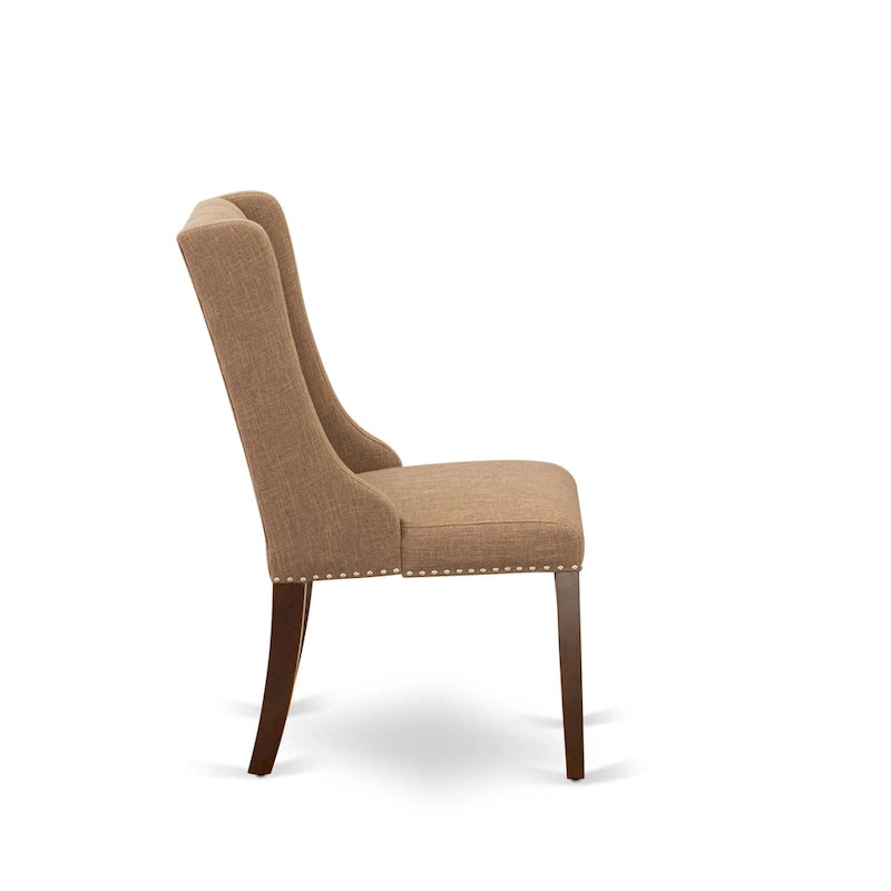 Chaises de cuisine East West Furniture Parson - Chaises de salle à manger capitonnées à boutons et clous décoratifs, ensemble de 2, (Finition et revêtement)