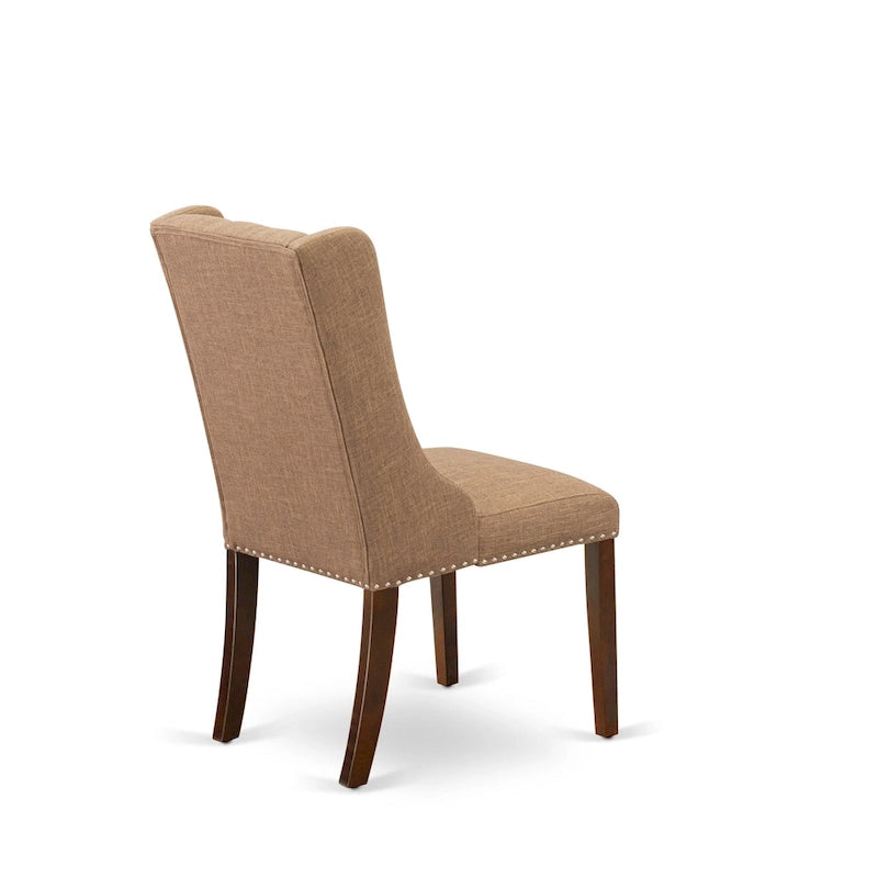 Chaises de cuisine East West Furniture Parson - Chaises de salle à manger capitonnées à boutons et clous décoratifs, ensemble de 2, (Finition et revêtement)