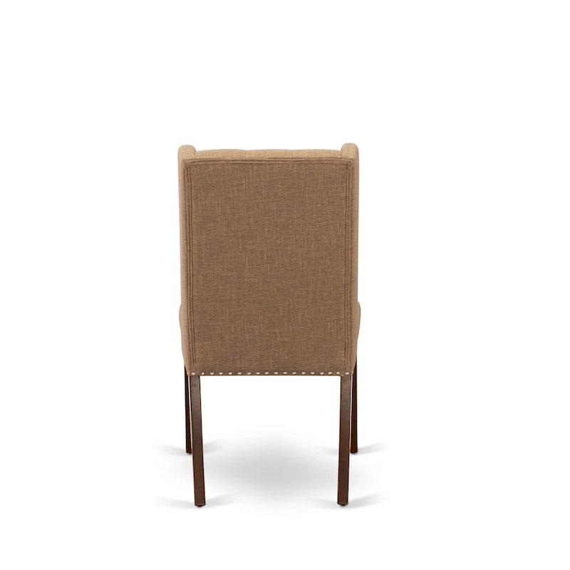 Chaises de cuisine East West Furniture Parson - Chaises de salle à manger capitonnées à boutons et clous décoratifs, ensemble de 2, (Finition et revêtement)