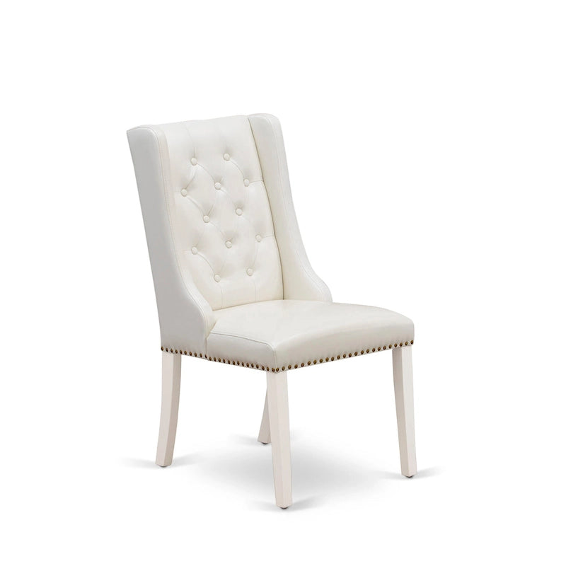 Chaises de cuisine East West Furniture Parson - Chaises de salle à manger capitonnées à boutons et clous décoratifs, ensemble de 2, (Finition et revêtement)