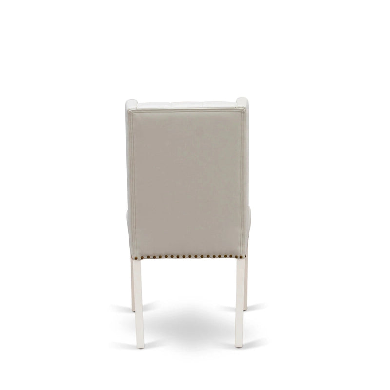 Chaises de cuisine East West Furniture Parson - Chaises de salle à manger capitonnées à boutons et clous décoratifs, ensemble de 2, (Finition et revêtement)