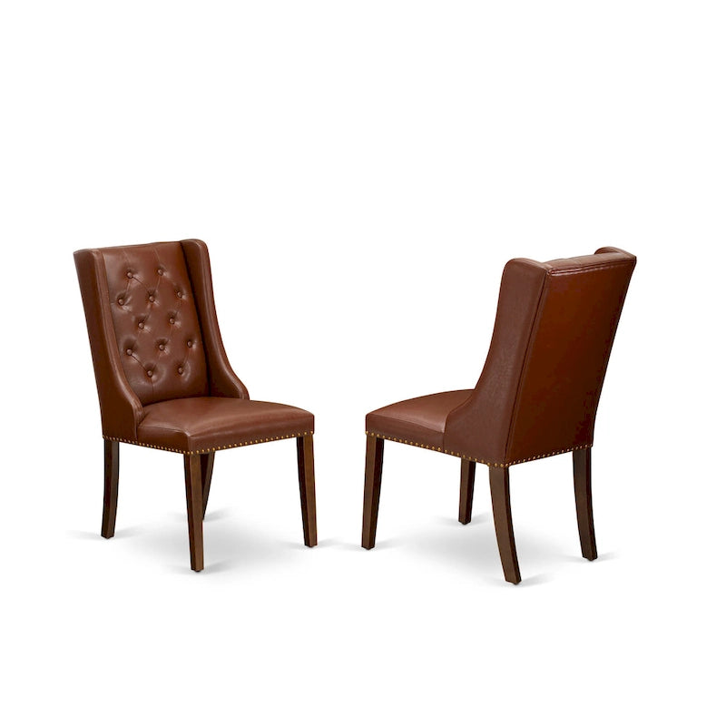 Chaises de cuisine East West Furniture Parson - Chaises de salle à manger capitonnées à boutons et clous décoratifs, ensemble de 2, (Finition et revêtement)