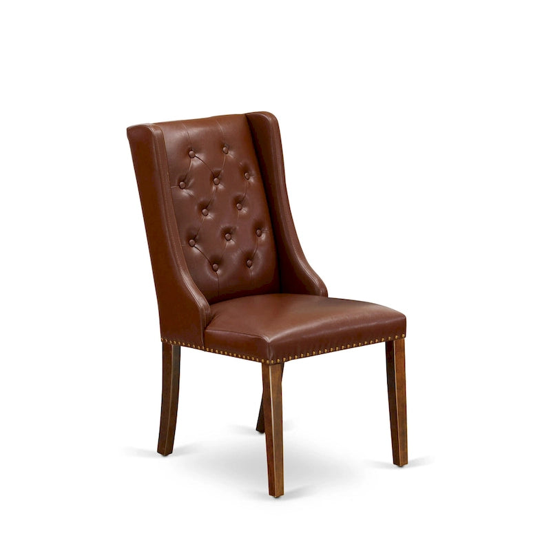 Chaises de cuisine East West Furniture Parson - Chaises de salle à manger capitonnées à boutons et clous décoratifs, ensemble de 2, (Finition et revêtement)