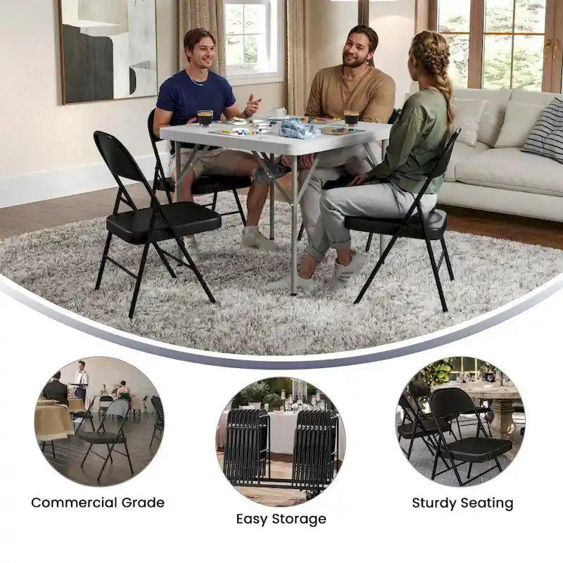 Lot de 2 chaises pliantes en métal à double renfort