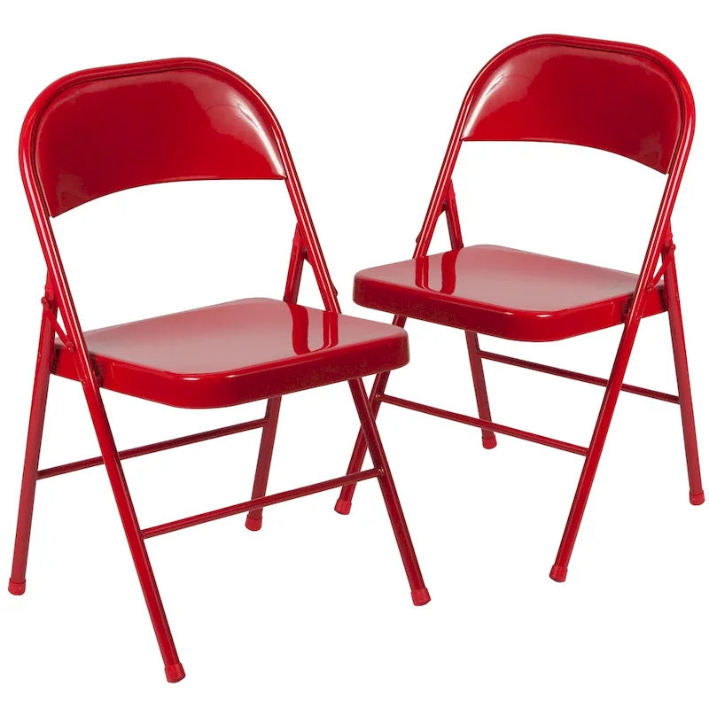 Lot de 2 chaises pliantes en métal à double renfort