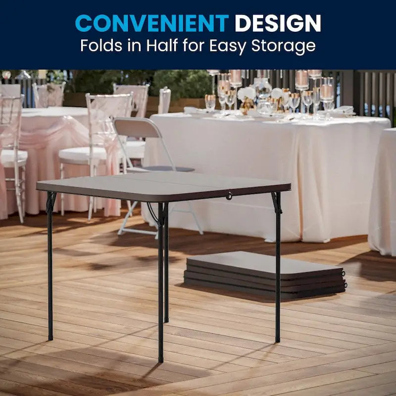 Table pliante carrée en plastique de 86 cm (2,83 pieds) avec poignée de transport