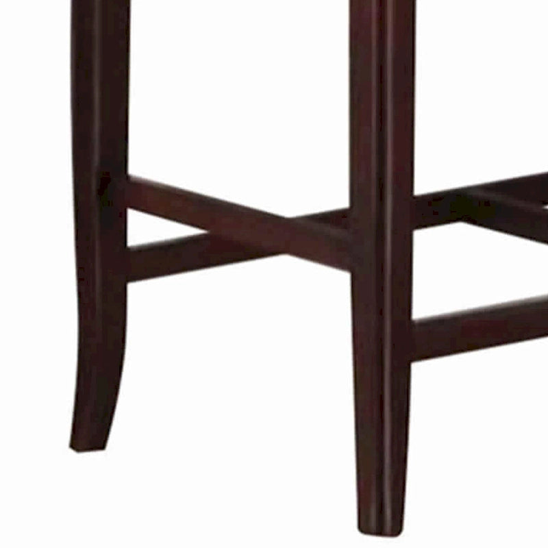 Banc haut en bois d'hévéa avec revêtement capitonné marron