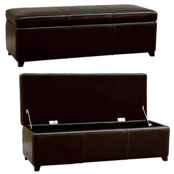 Darcy Espresso Bi-cast Leather Storage Bench