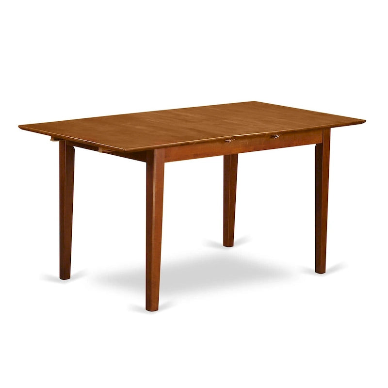 Ensemble de salle à manger 7 pièces East West Furniture : une table rectangulaire et 6 chaises de cuisine, couleur marron selle (options d’assise disponibles).