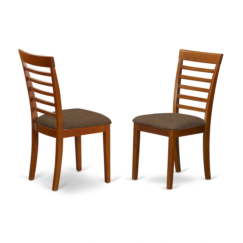 Ensemble de salle à manger 7 pièces East West Furniture : une table rectangulaire et 6 chaises de cuisine, couleur marron selle (options d’assise disponibles).