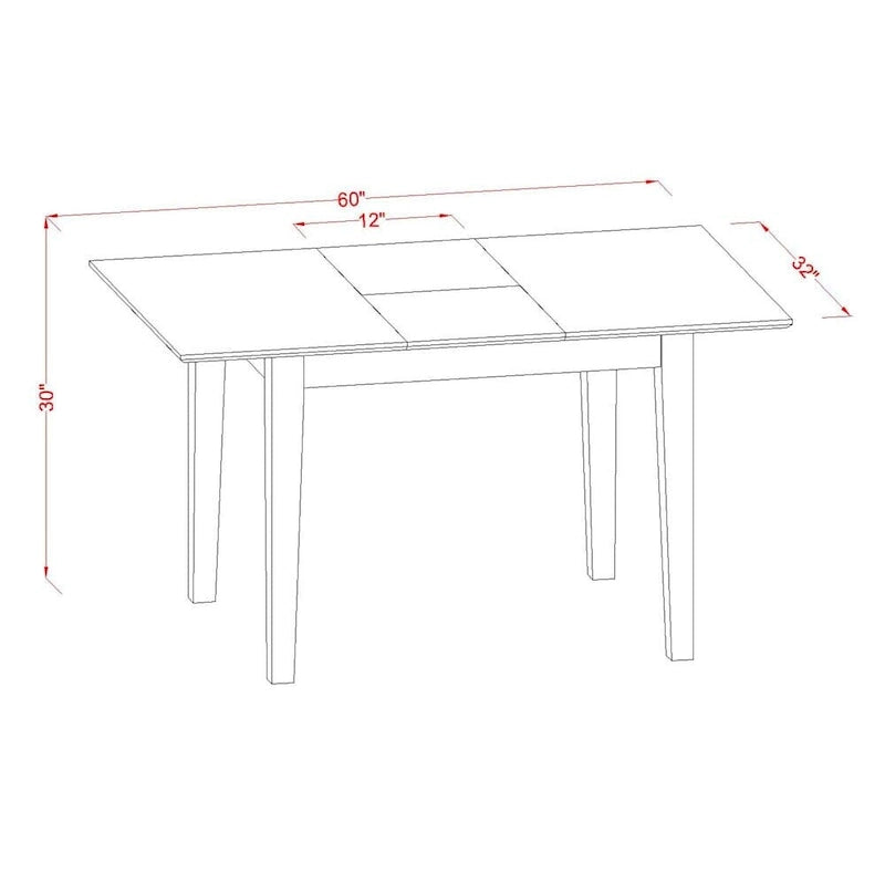 Ensemble de salle à manger 7 pièces East West Furniture : une table rectangulaire et 6 chaises de cuisine, couleur marron selle (options d’assise disponibles).