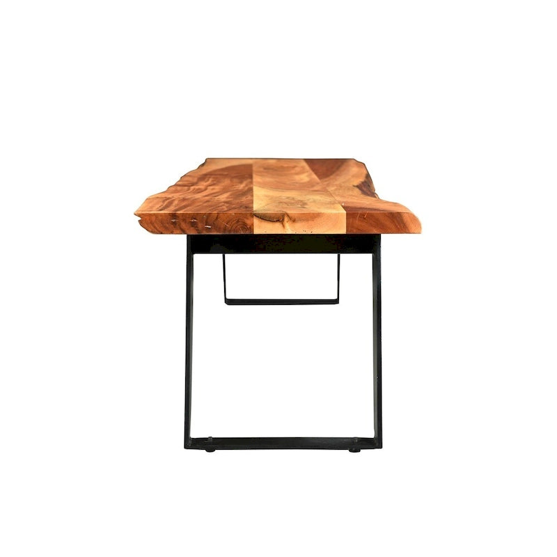 Banc Timbergirl en bois d'acacia à bords naturels, fabriqué à la main en Inde