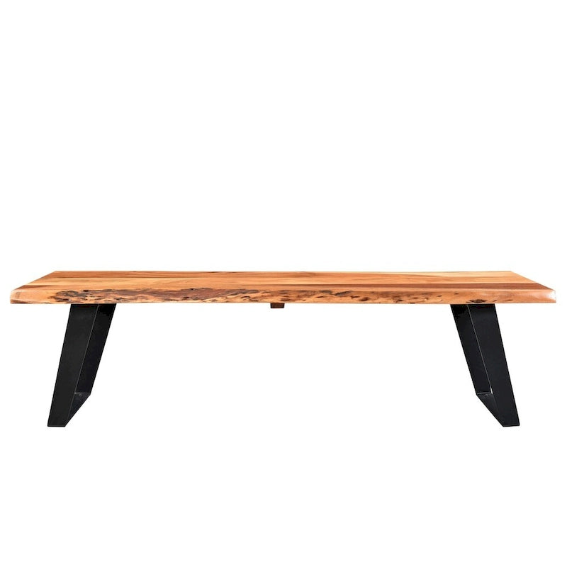 Banc Timbergirl en bois d'acacia à bords naturels, fabriqué à la main en Inde