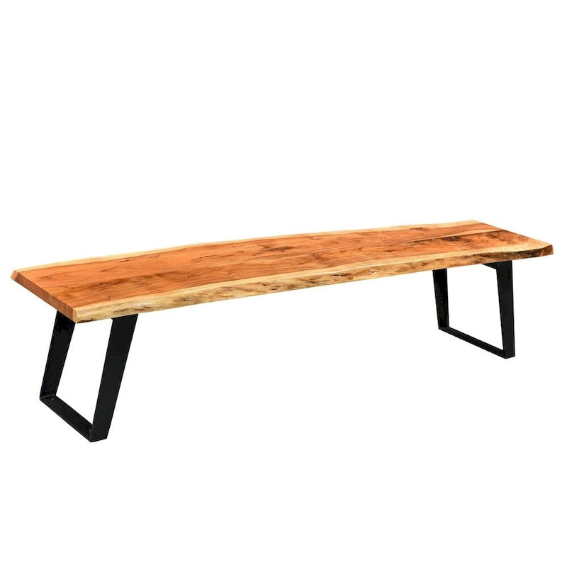 Banc Timbergirl en bois d'acacia à bords naturels, fabriqué à la main en Inde
