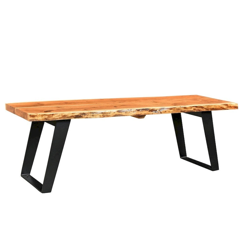 Banc Timbergirl en bois d'acacia à bords naturels, fabriqué à la main en Inde