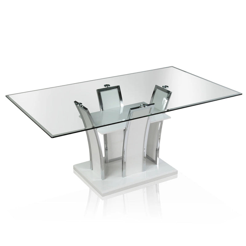 Ensemble de salle à manger 7 pièces Resk Contemporary en similicuir blanc de Furniture of America