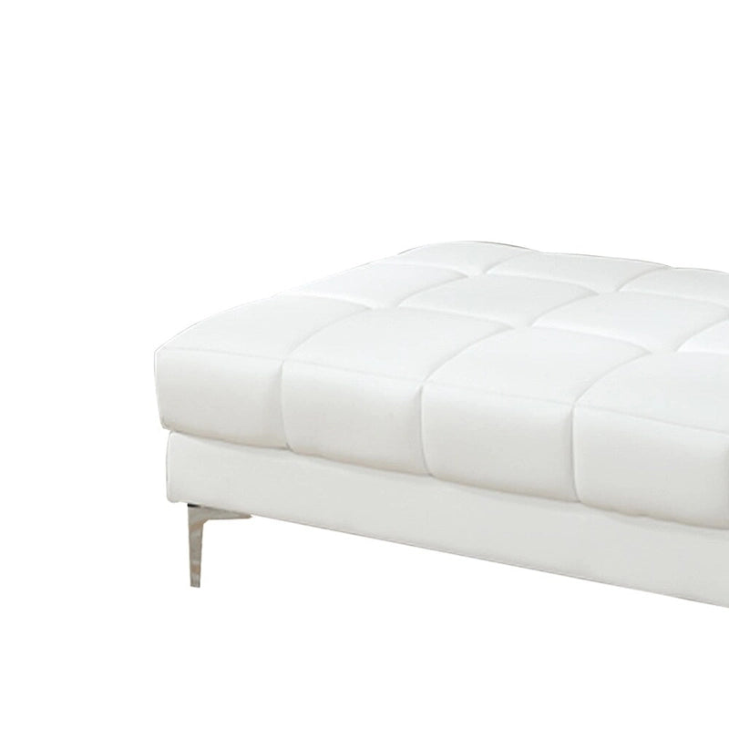 Pouf moderne en cuir reconstitué blanc