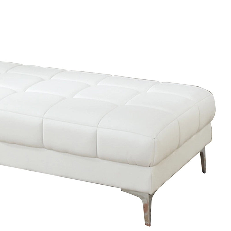 Pouf moderne en cuir reconstitué blanc