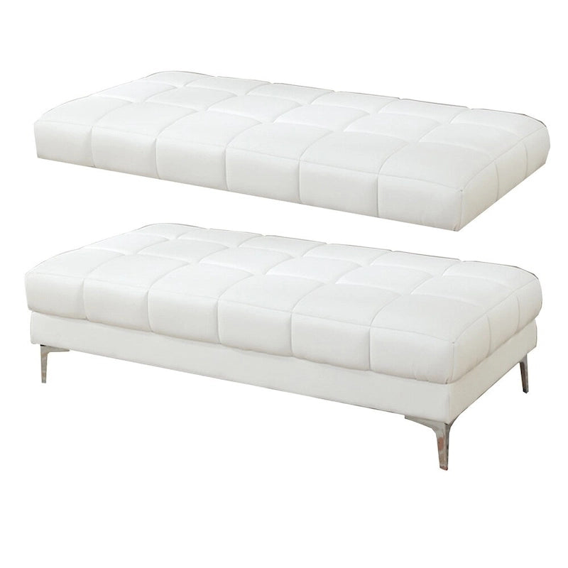 Pouf moderne en cuir reconstitué blanc