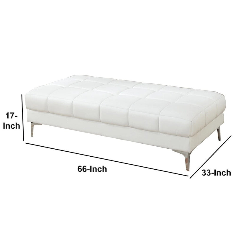 Pouf moderne en cuir reconstitué blanc