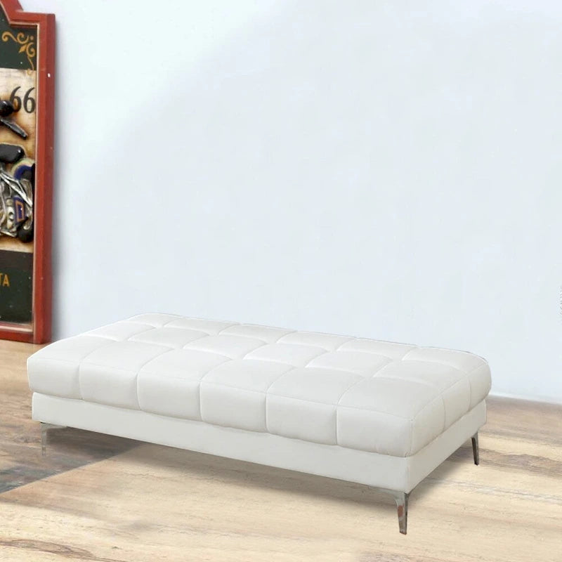 Pouf moderne en cuir reconstitué blanc
