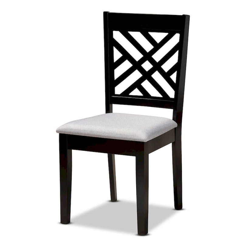 Ensemble de salle à manger 7 pièces en bois rembourré Caron, style moderne et contemporain