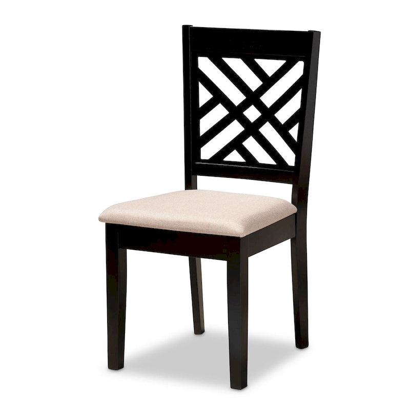 Ensemble de salle à manger 7 pièces en bois rembourré Caron, style moderne et contemporain