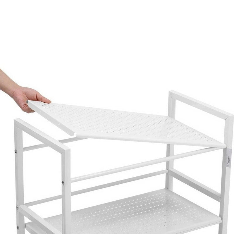 Étagère multifonctionnelle à 3 niveaux, chariot de rangement roulant pour cuisine et salle de bain.