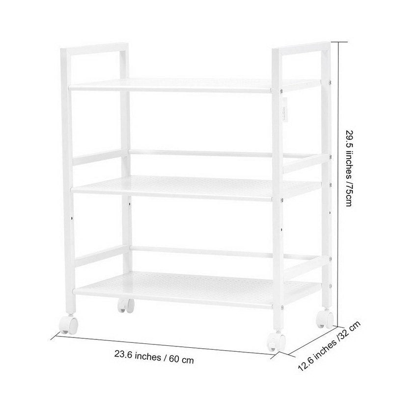 Étagère multifonctionnelle à 3 niveaux, chariot de rangement roulant pour cuisine et salle de bain.