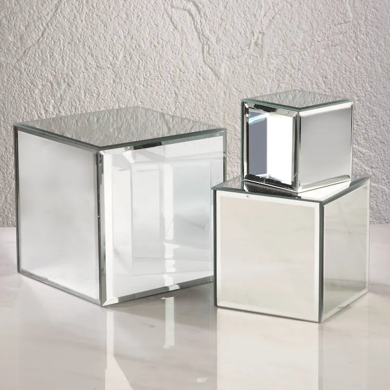 Pieds de rehausse carrés en verre miroir