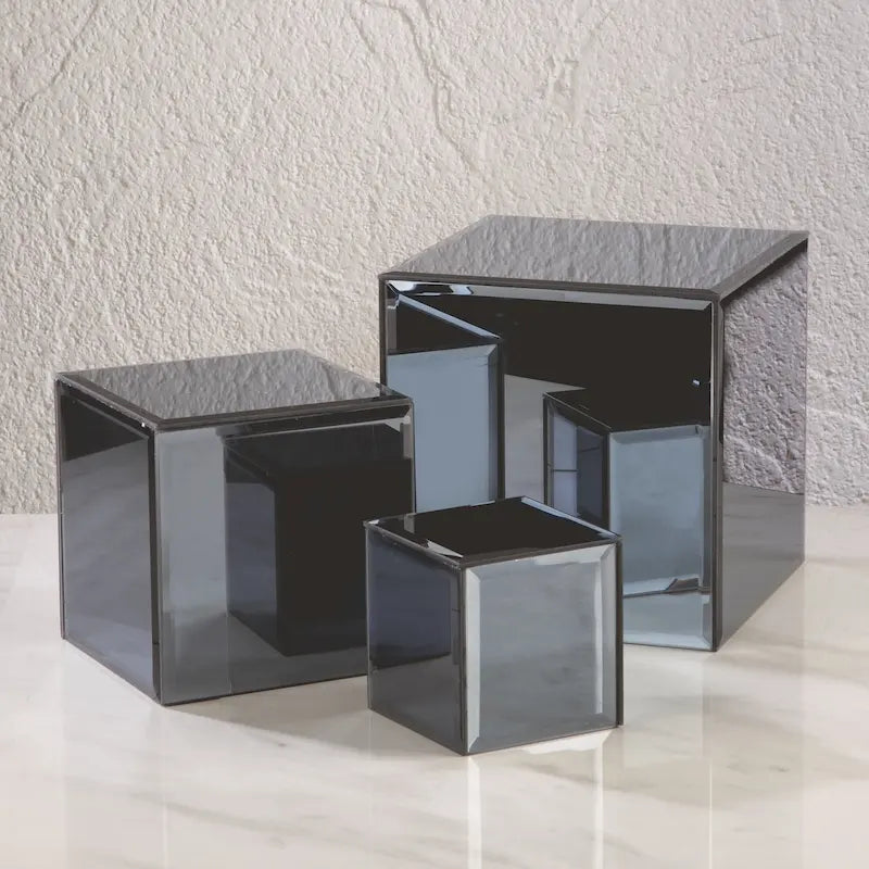 Pieds de rehausse carrés en verre miroir
