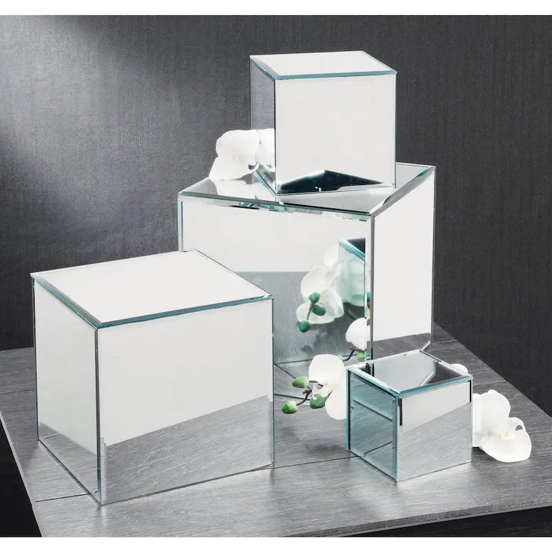 Pieds de rehausse carrés en verre miroir