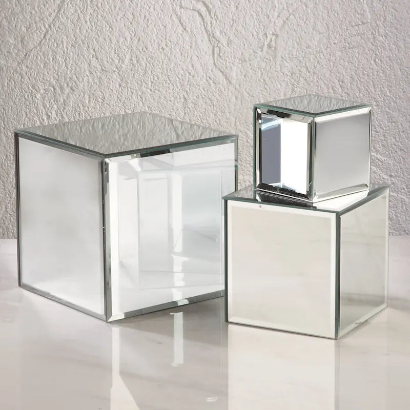 Pieds de rehausse carrés en verre miroir