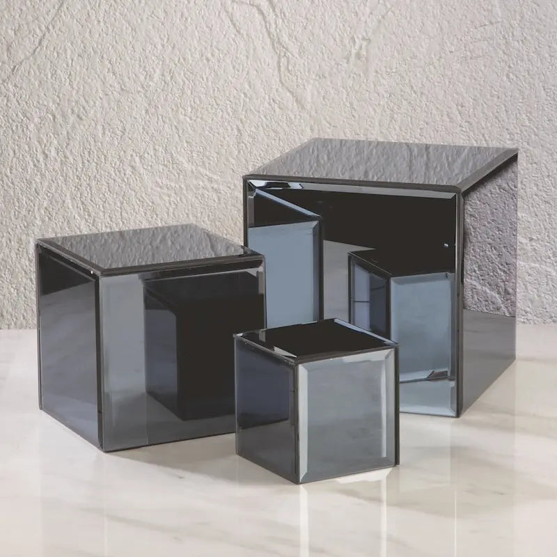 Pieds de rehausse carrés en verre miroir