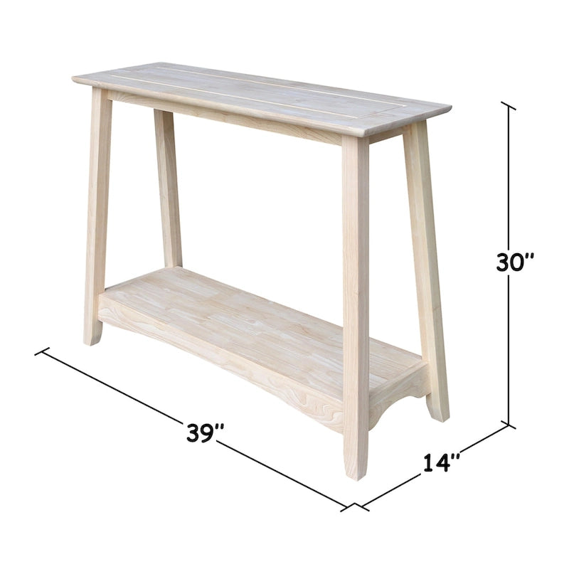 Table console Bombay en bois d'hévéa massif non fini