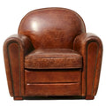 Fauteuil club Paris en cuir véritable marron, Pasargad Home