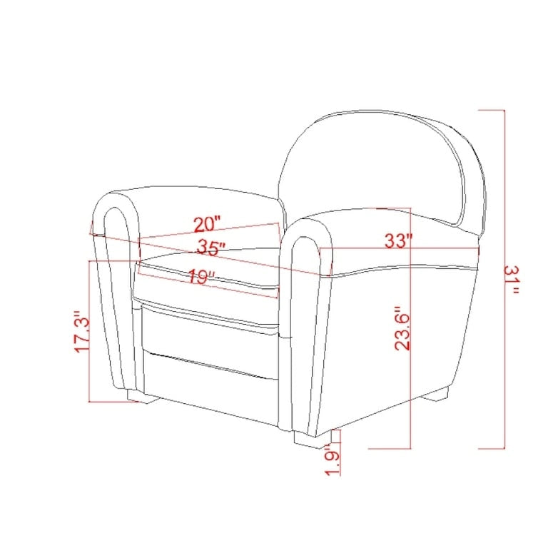 Fauteuil club Paris en cuir véritable marron, Pasargad Home