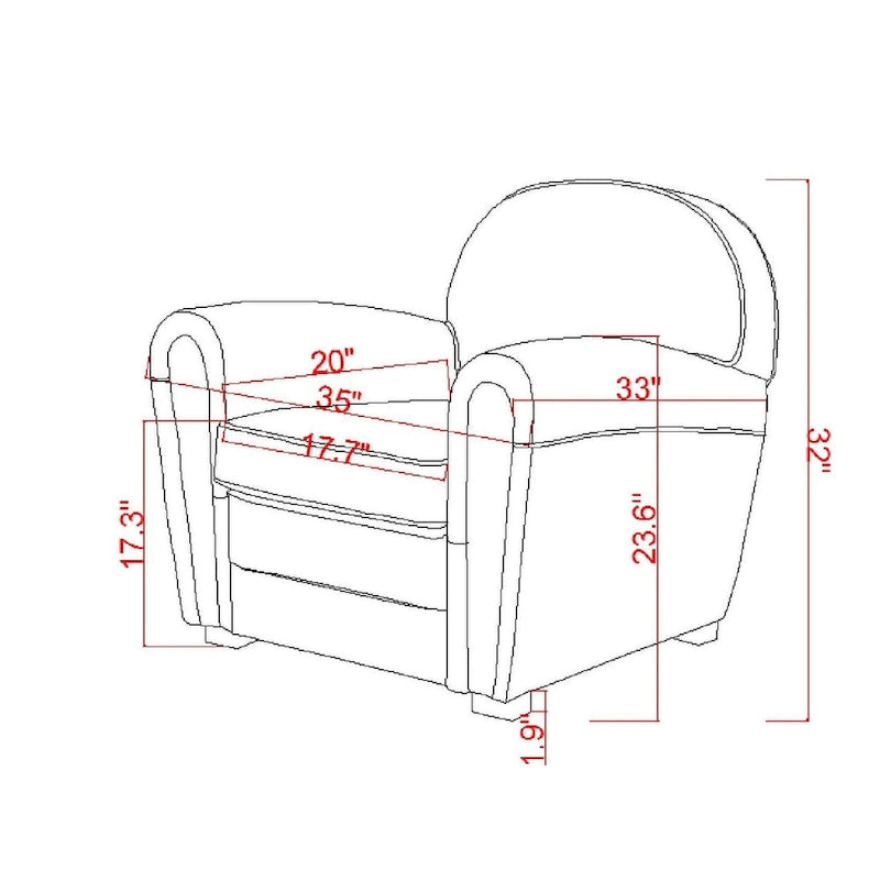 Fauteuil club Paris en cuir véritable marron, Pasargad Home