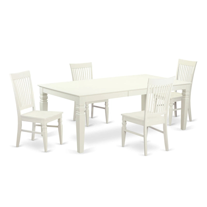 Table de salle à manger East West Furniture SE - Table rectangulaire et chaises à assise en bois, blanc lin (options de pièces disponibles)