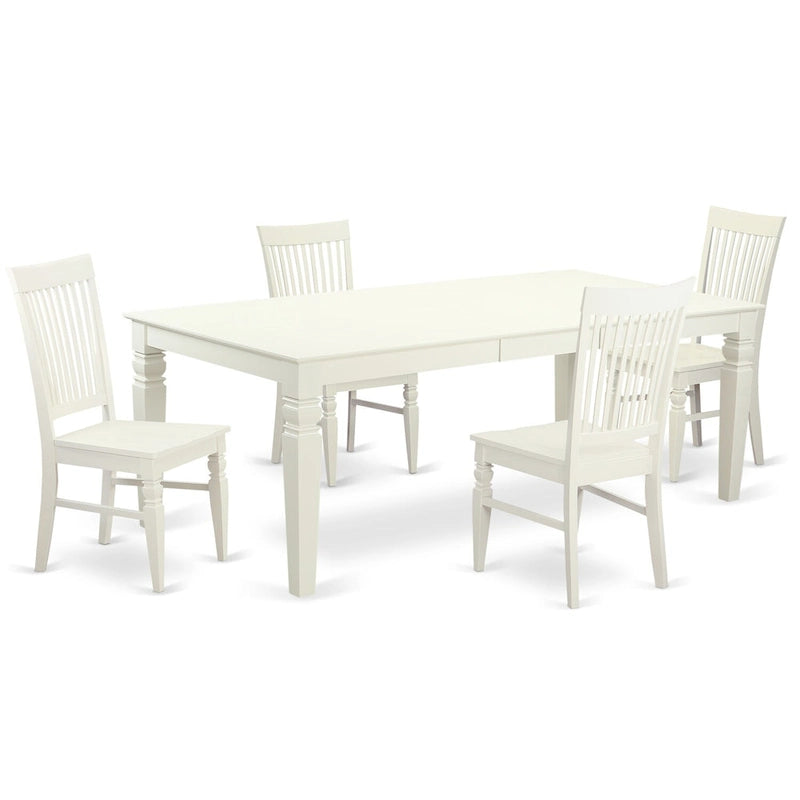 Table de salle à manger East West Furniture SE - Table rectangulaire et chaises à assise en bois, blanc lin (options de pièces disponibles)