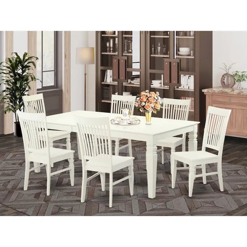 Table de salle à manger East West Furniture SE - Table rectangulaire et chaises à assise en bois, blanc lin (options de pièces disponibles)
