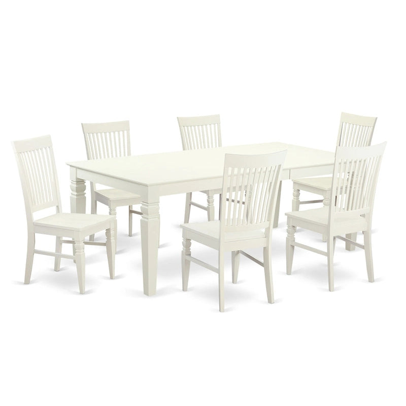 Table de salle à manger East West Furniture SE - Table rectangulaire et chaises à assise en bois, blanc lin (options de pièces disponibles)