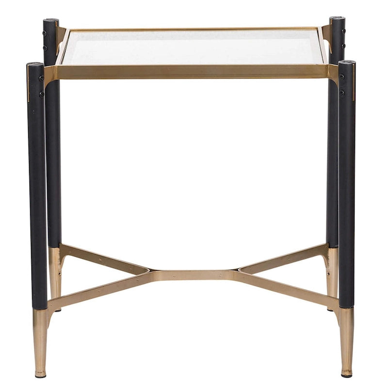 Table d'appoint rectangulaire A&amp;B Home Park View, noir mat et or