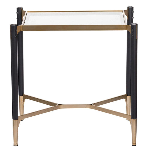 Table d'appoint rectangulaire A&amp;B Home Park View, noir mat et or