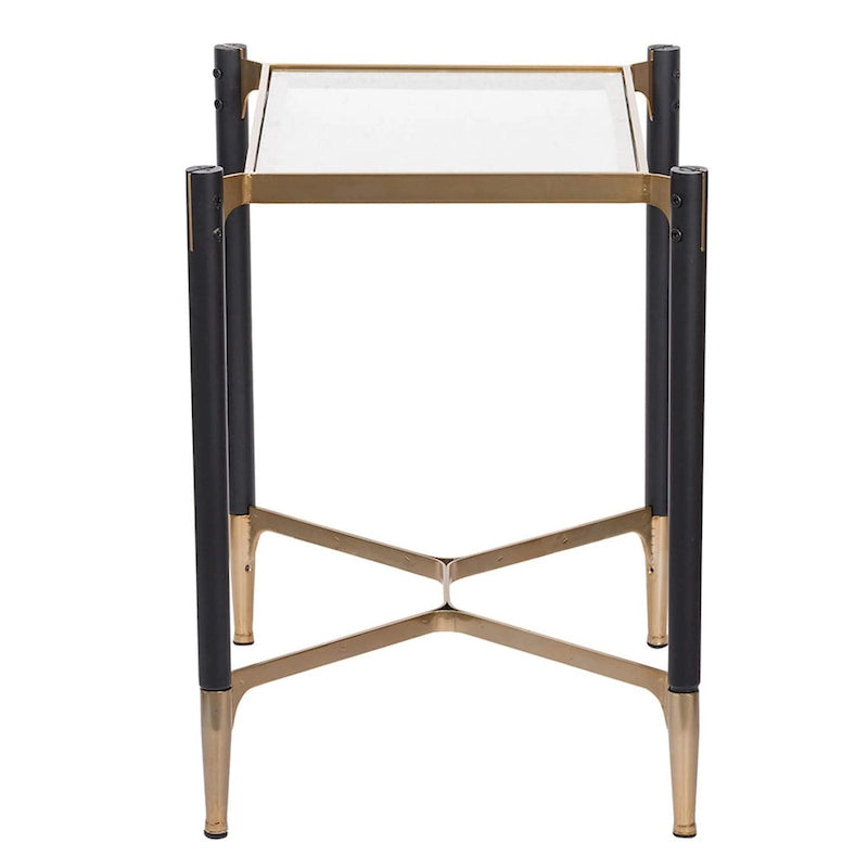 Table d'appoint rectangulaire A&amp;B Home Park View, noir mat et or