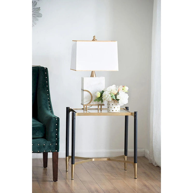 Table d'appoint rectangulaire A&amp;B Home Park View, noir mat et or
