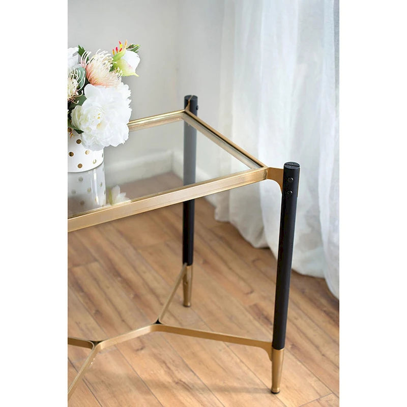 Table d'appoint rectangulaire A&amp;B Home Park View, noir mat et or