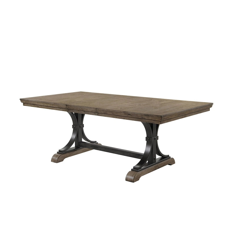 Ensemble de salle à manger 7 pièces Roundhill Furniture Birmingham Driftwood (table et chaises à tête cloutée).