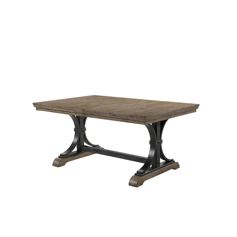 Ensemble de salle à manger 7 pièces Roundhill Furniture Birmingham Driftwood (table et chaises à tête cloutée).