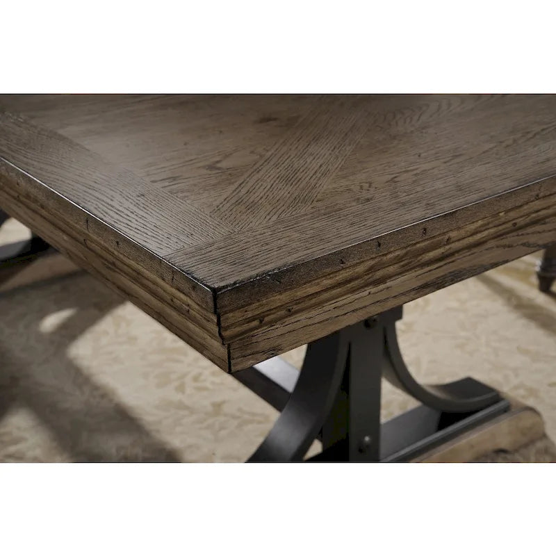 Ensemble de salle à manger 7 pièces Roundhill Furniture Birmingham Driftwood (table et chaises à tête cloutée).